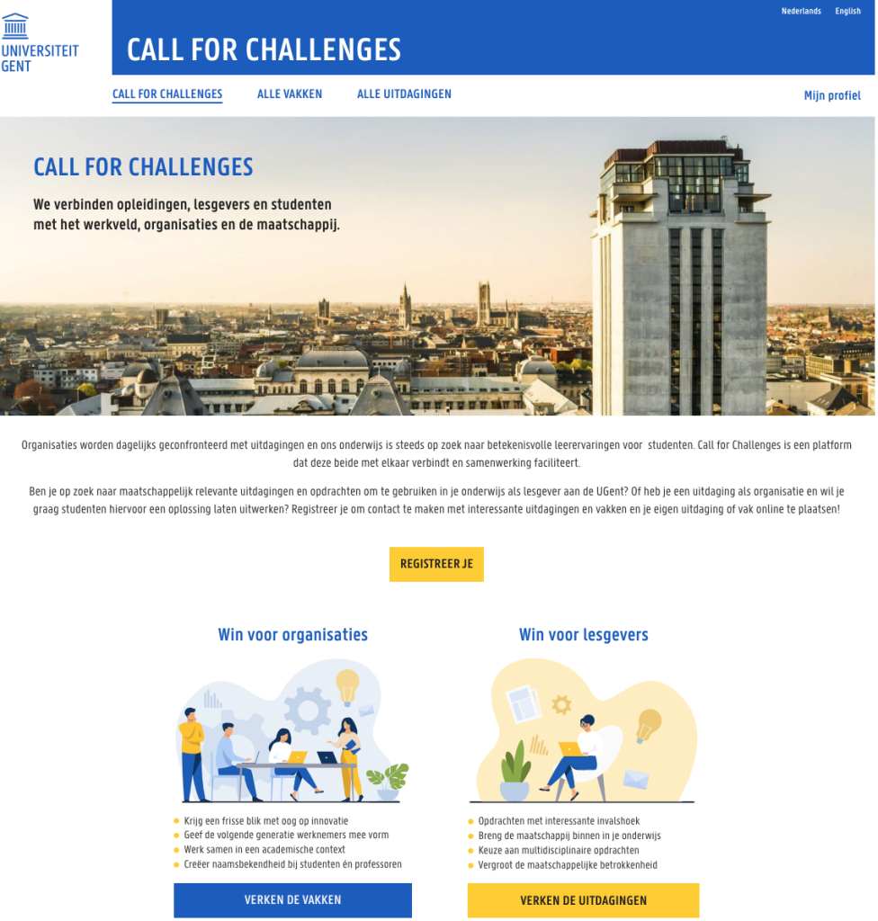 Call for challenges - Ugent homepage